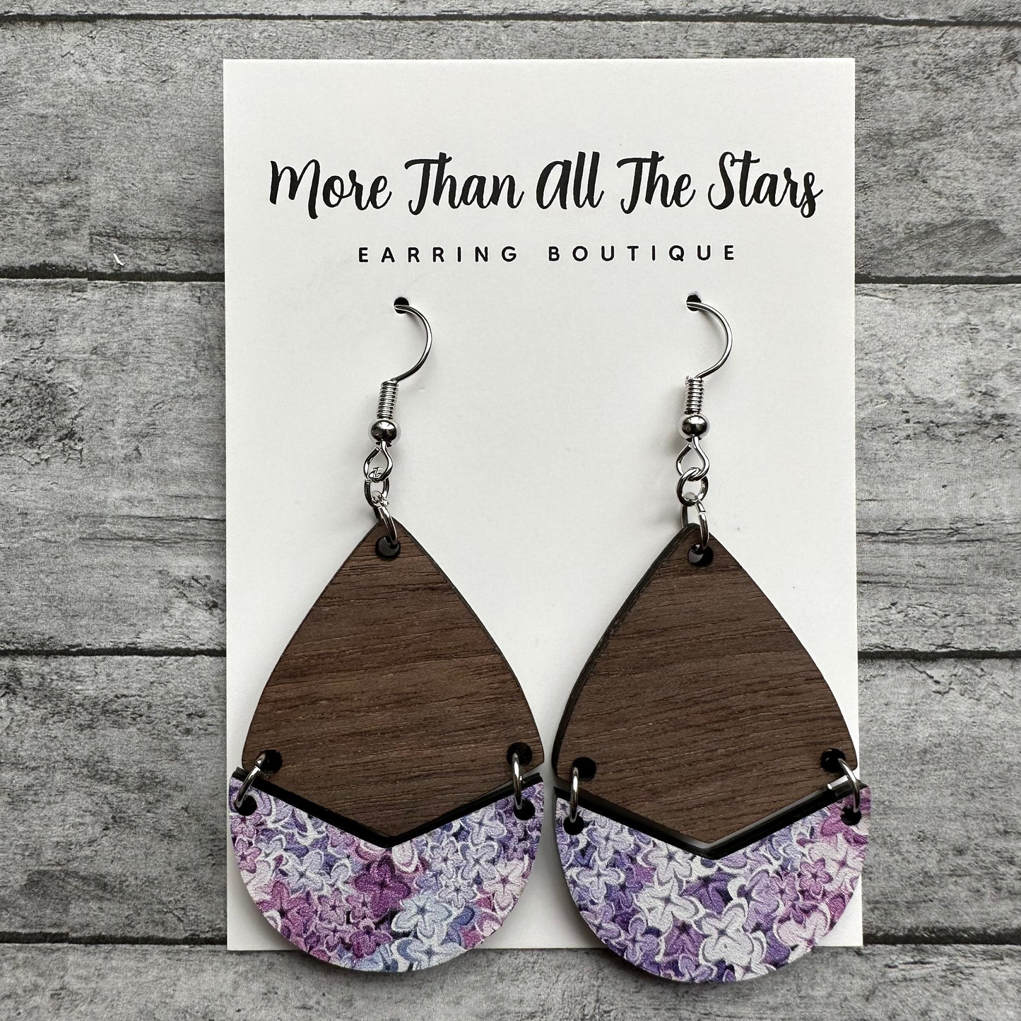 Lilac Split Teardrop Earrings