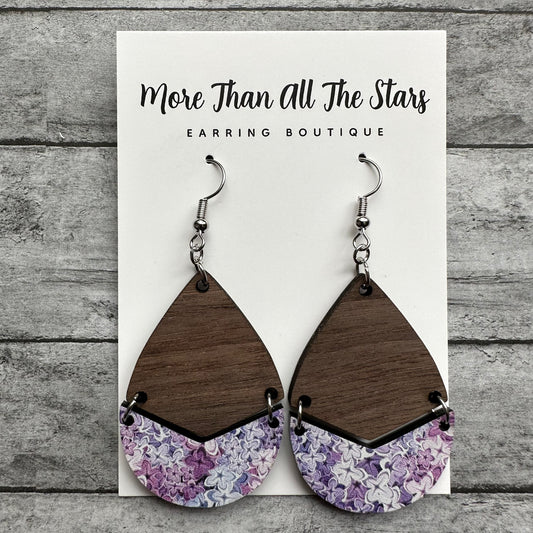 Lilac Split Teardrop Earrings