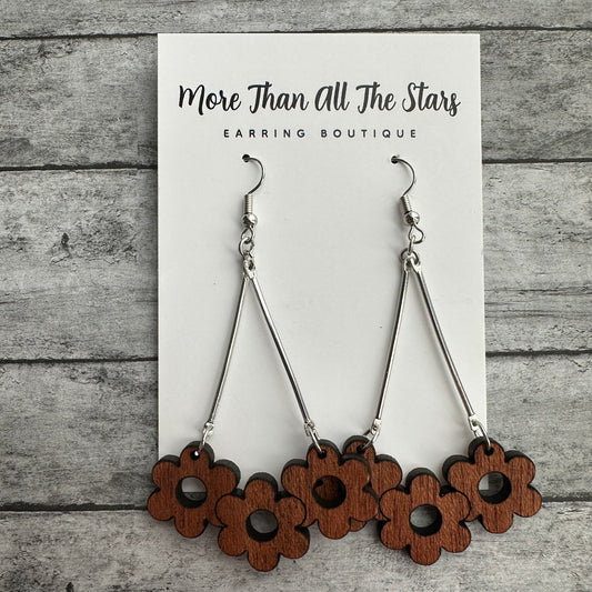 Mahogany Daisy Earrings