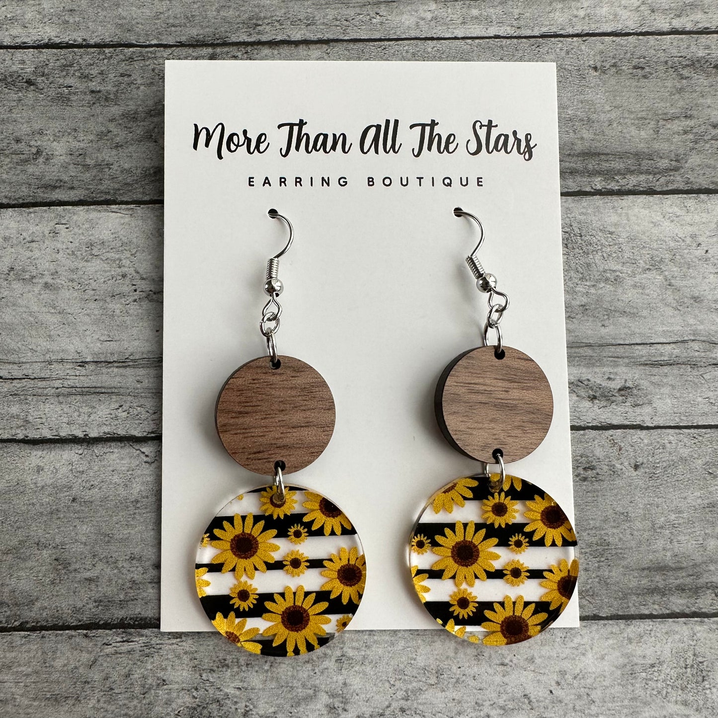 Stripe Sunflower Earrings