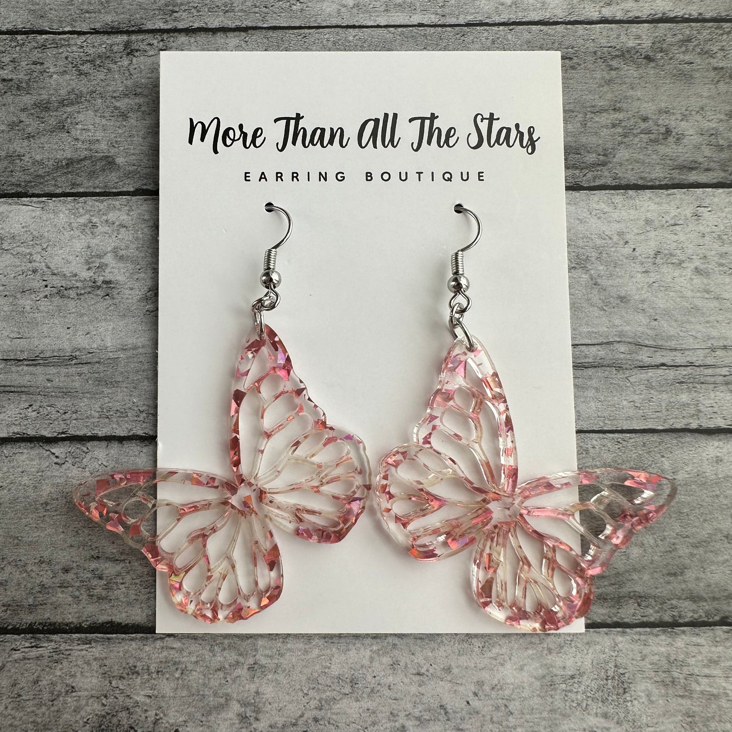 Pink Confetti Butterfly Earrings