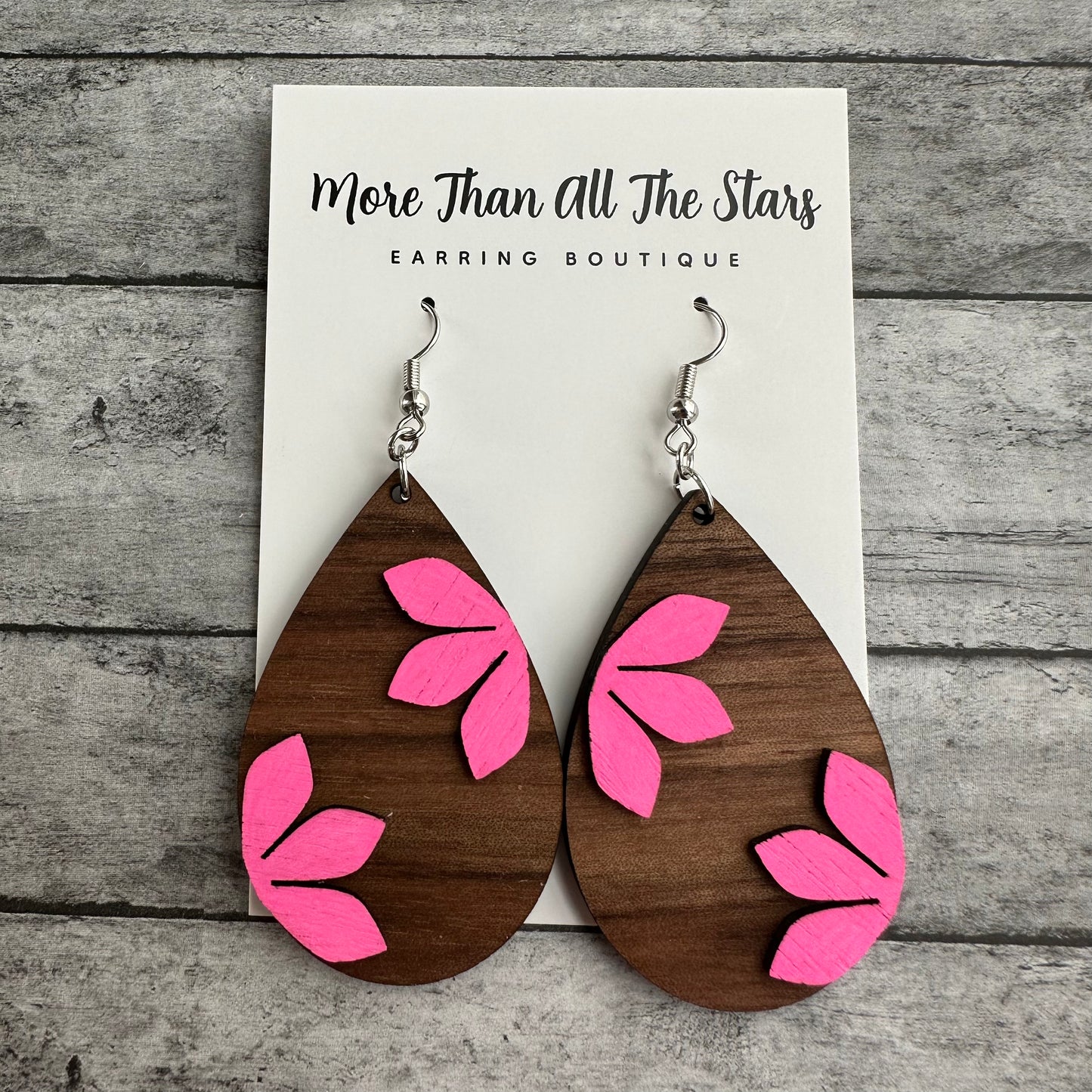 Dimensional Hot Pink Floral Earrings