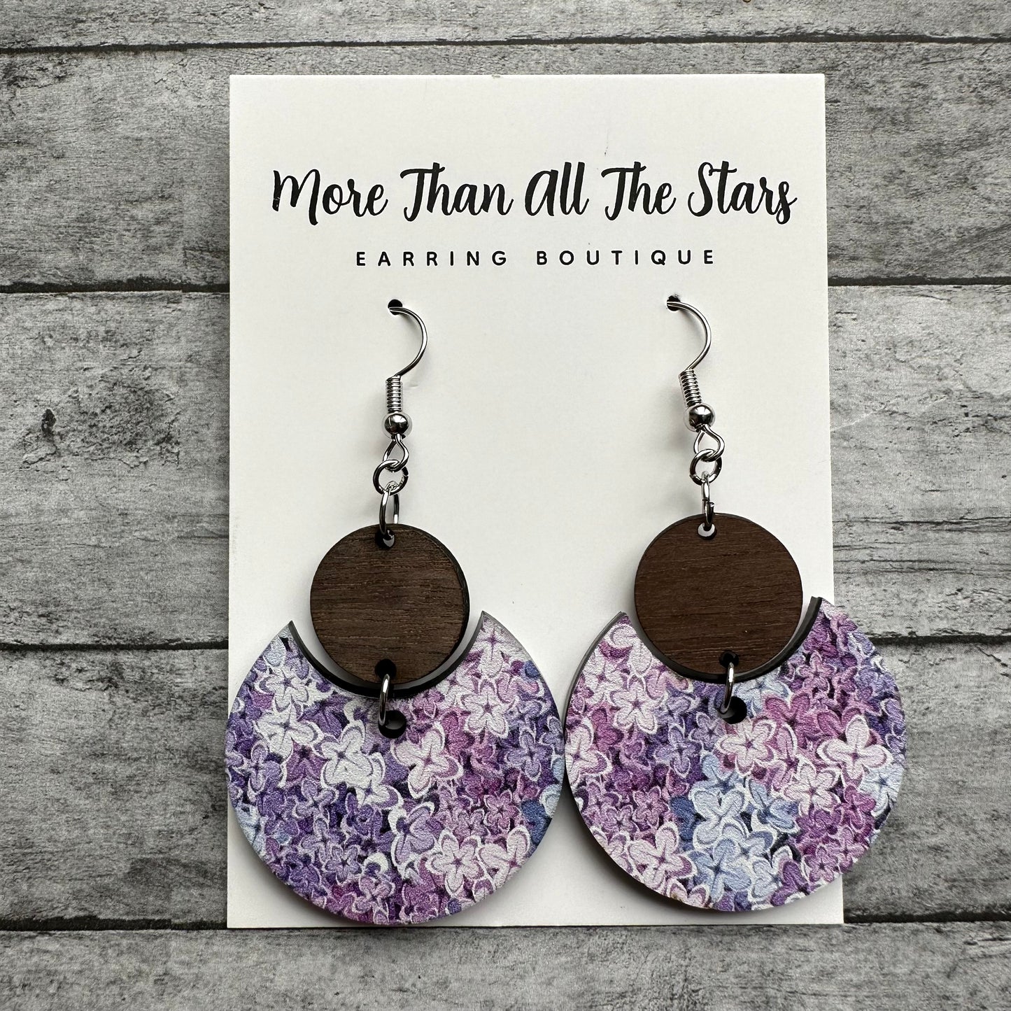 Lilac Crescent Circle Earrings