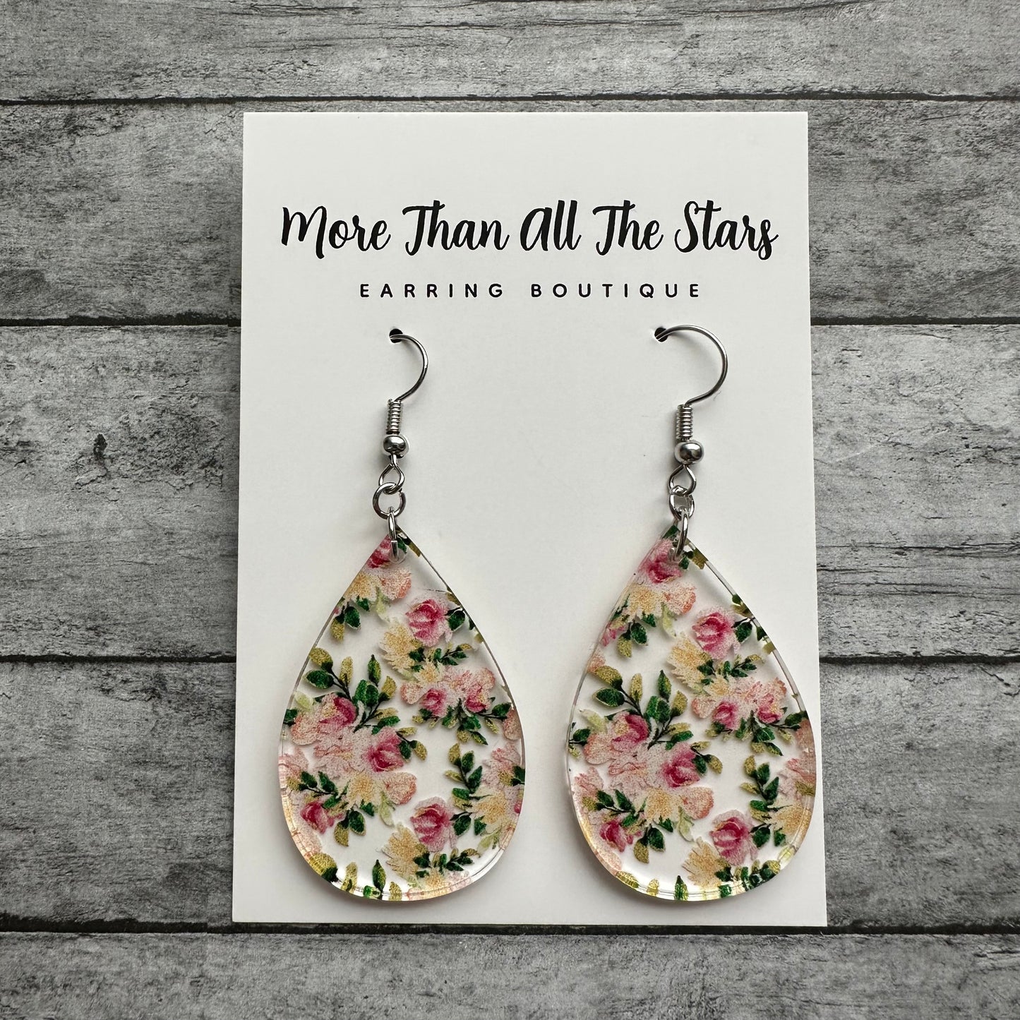 Pink Flower Floral Earrings