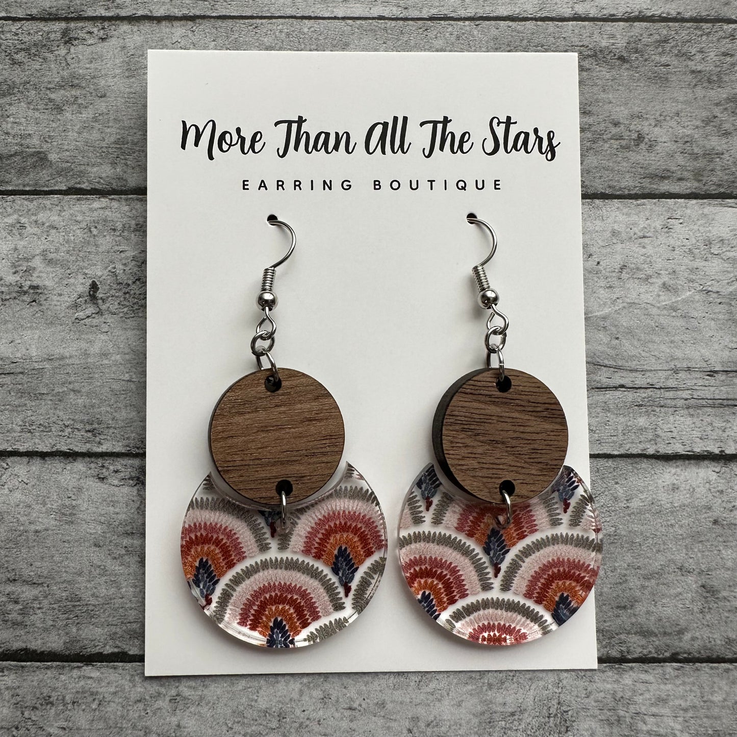 Boho Rainbow Crescent Circle Earrings