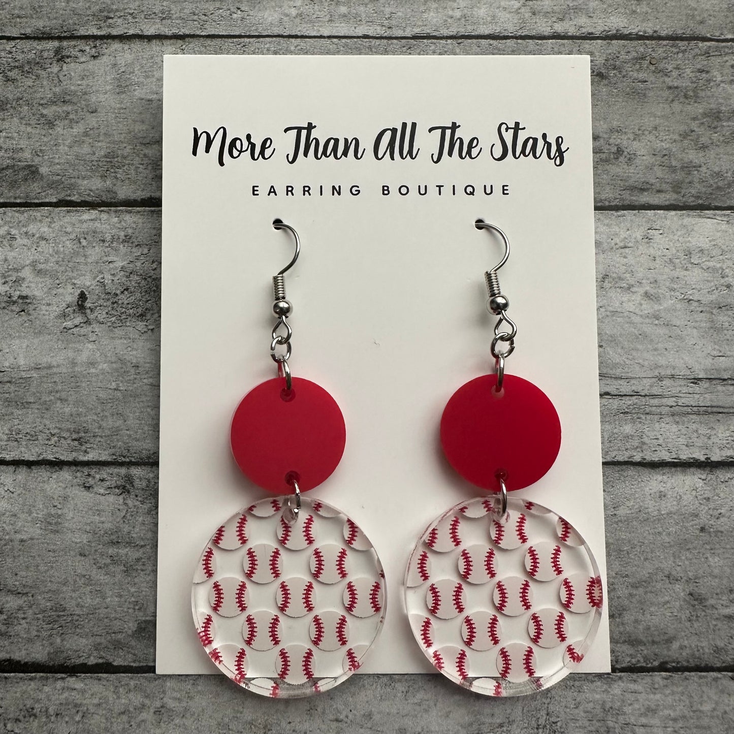 Baseball Circle Earrings