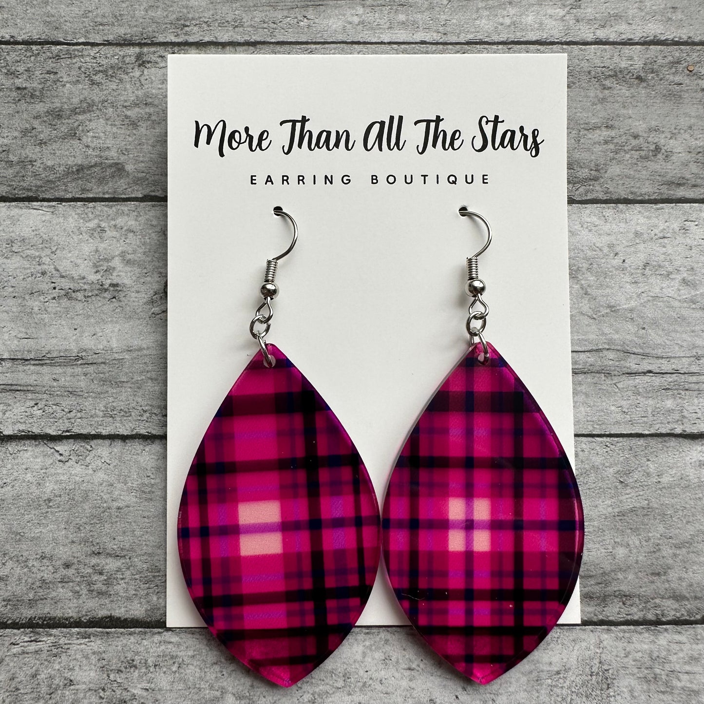 Pink Plaid Earrings