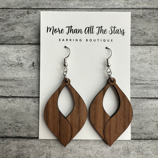 Twisted Open Petal Walnut Earrings