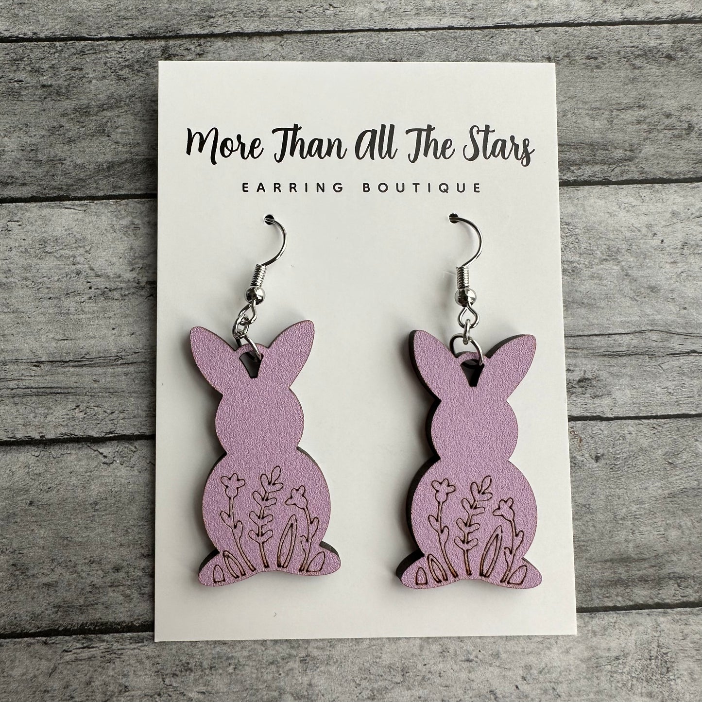 Easter Purple Floral Bunny Earrings