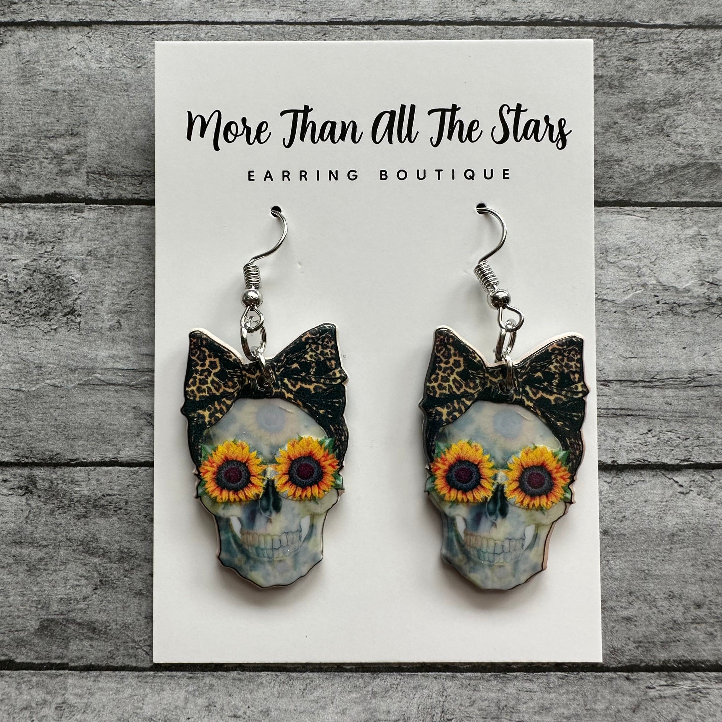 Sunflower Skull Earrings