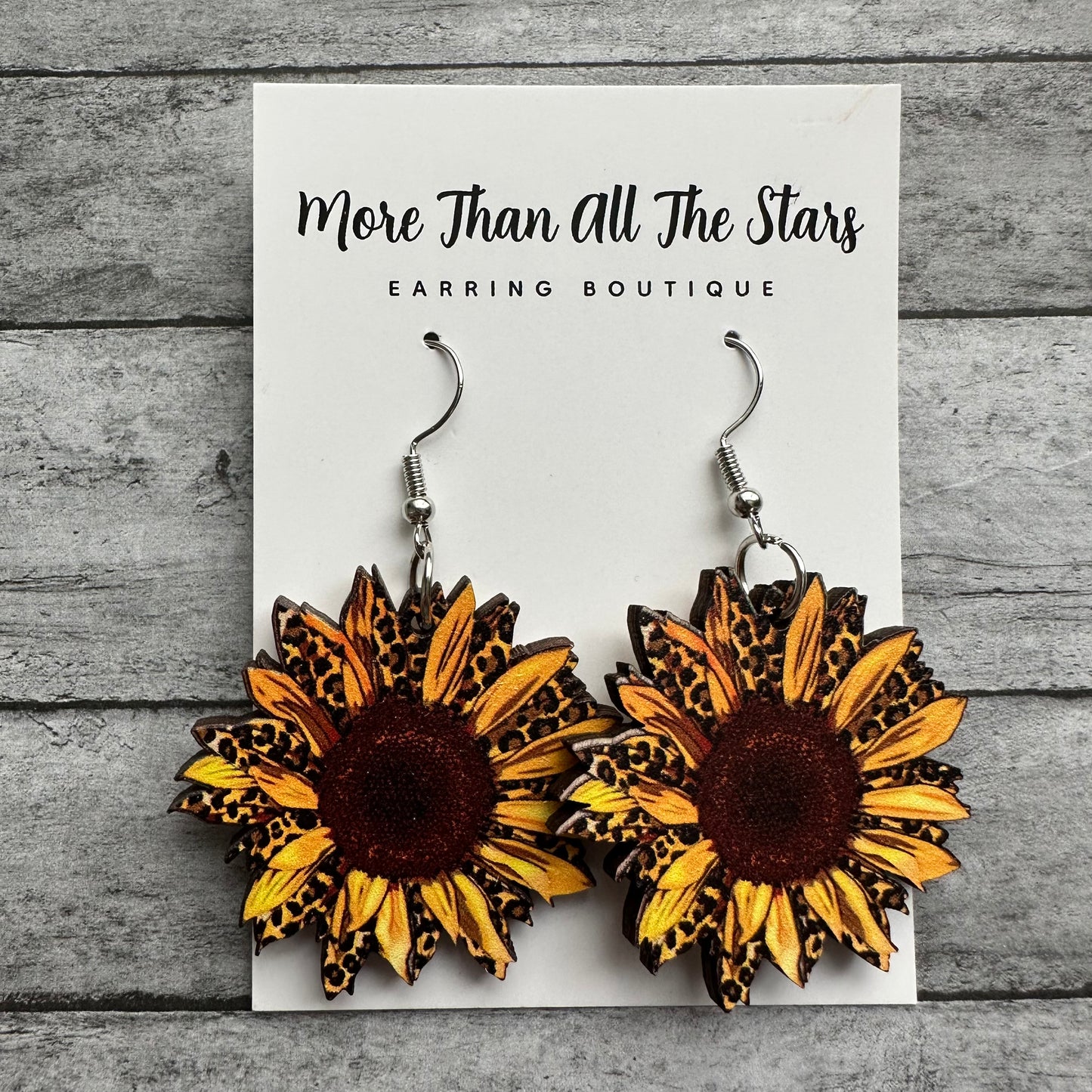 Leopard Sunflower Earrings