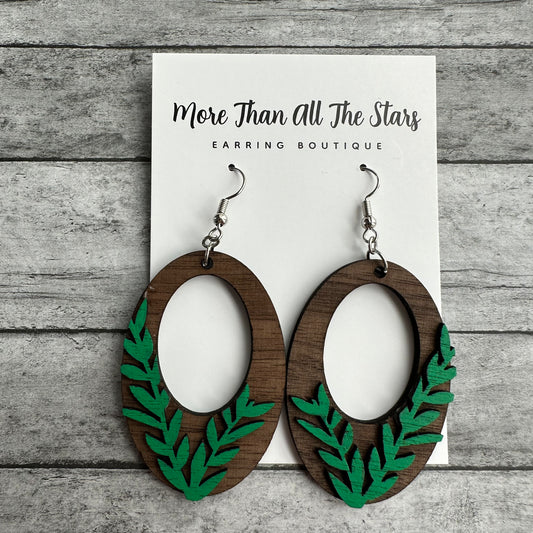 Dimensional Magnolia Vine Open Oval Earrings