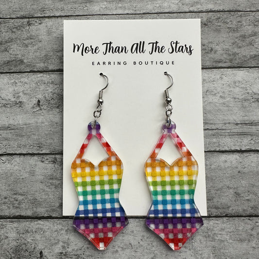 Colorful Plaid Swimsuit Earrings