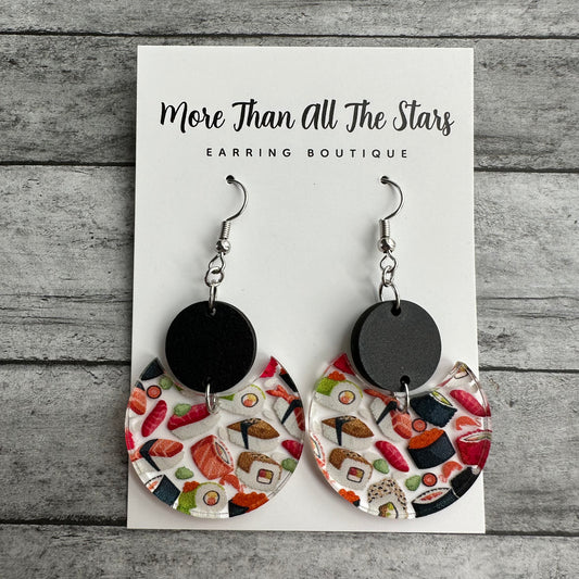 Sushi Crescent Circle Earrings