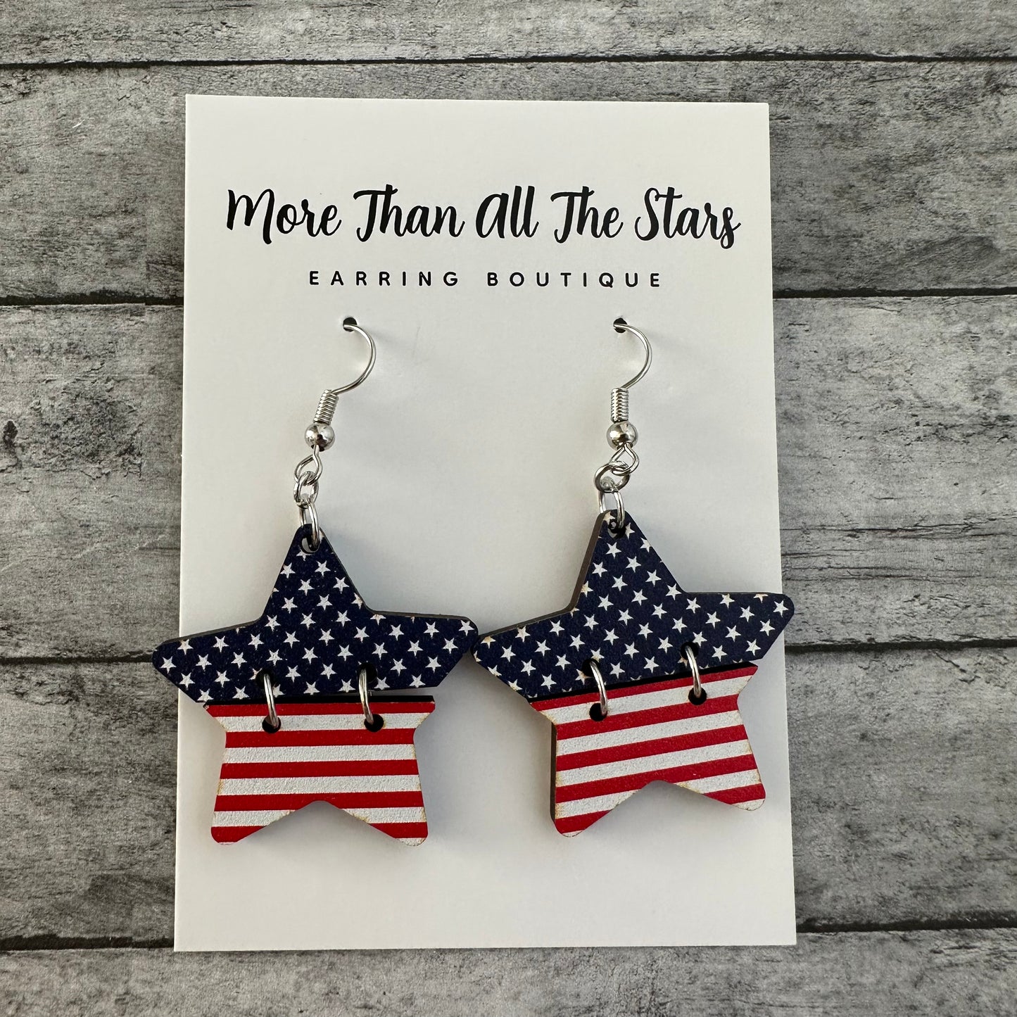 Americana Split Star Earrings