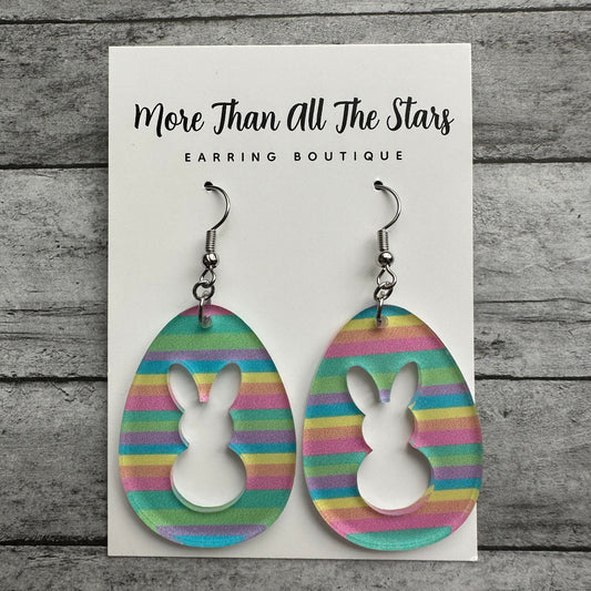 Easter Stripe Cutout Bunny Earrings