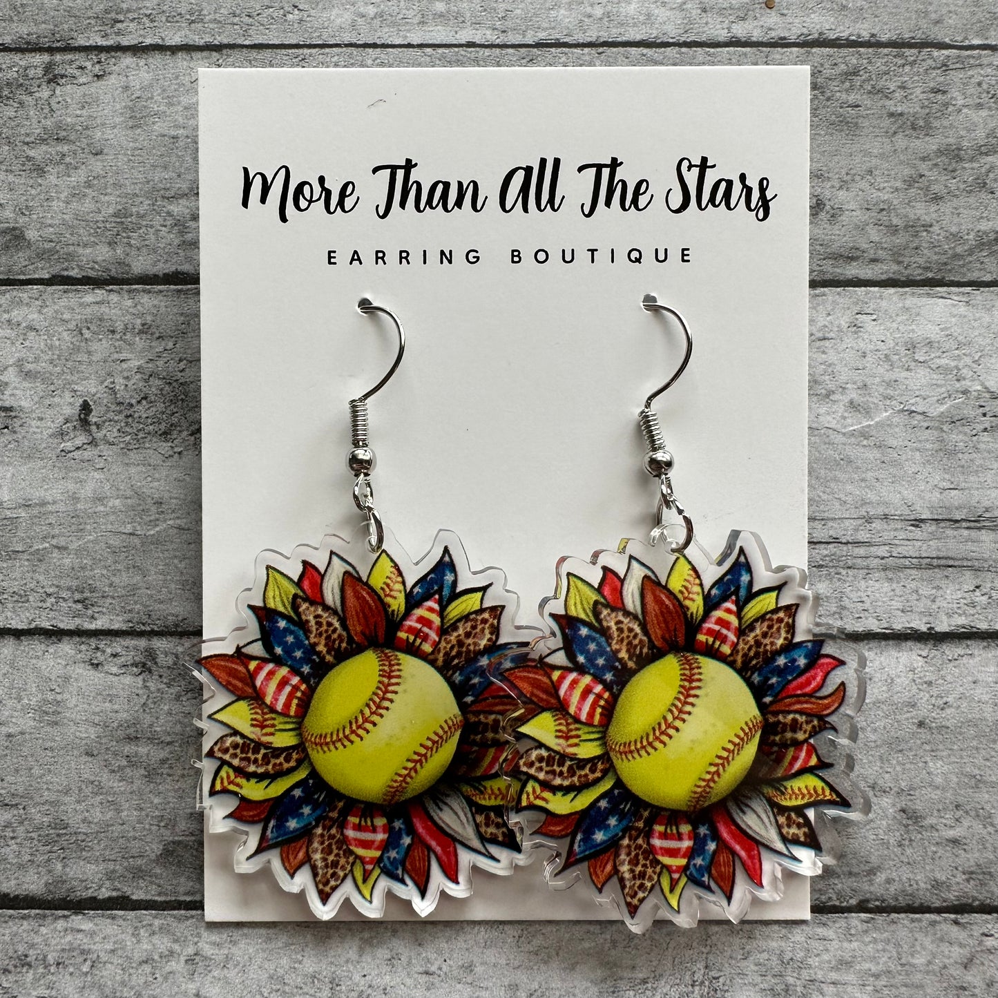 Softball Sunflower Earrings