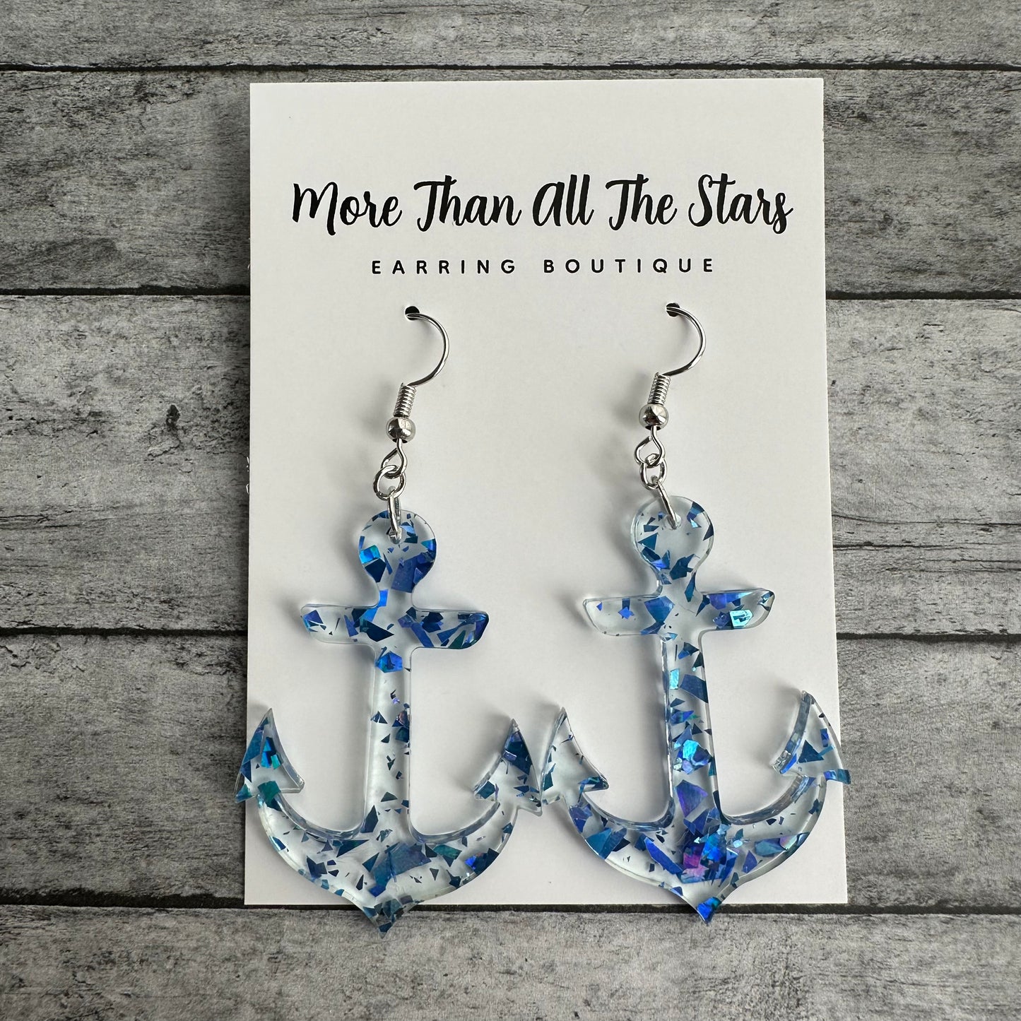 Blue Confetti Anchor Earrings