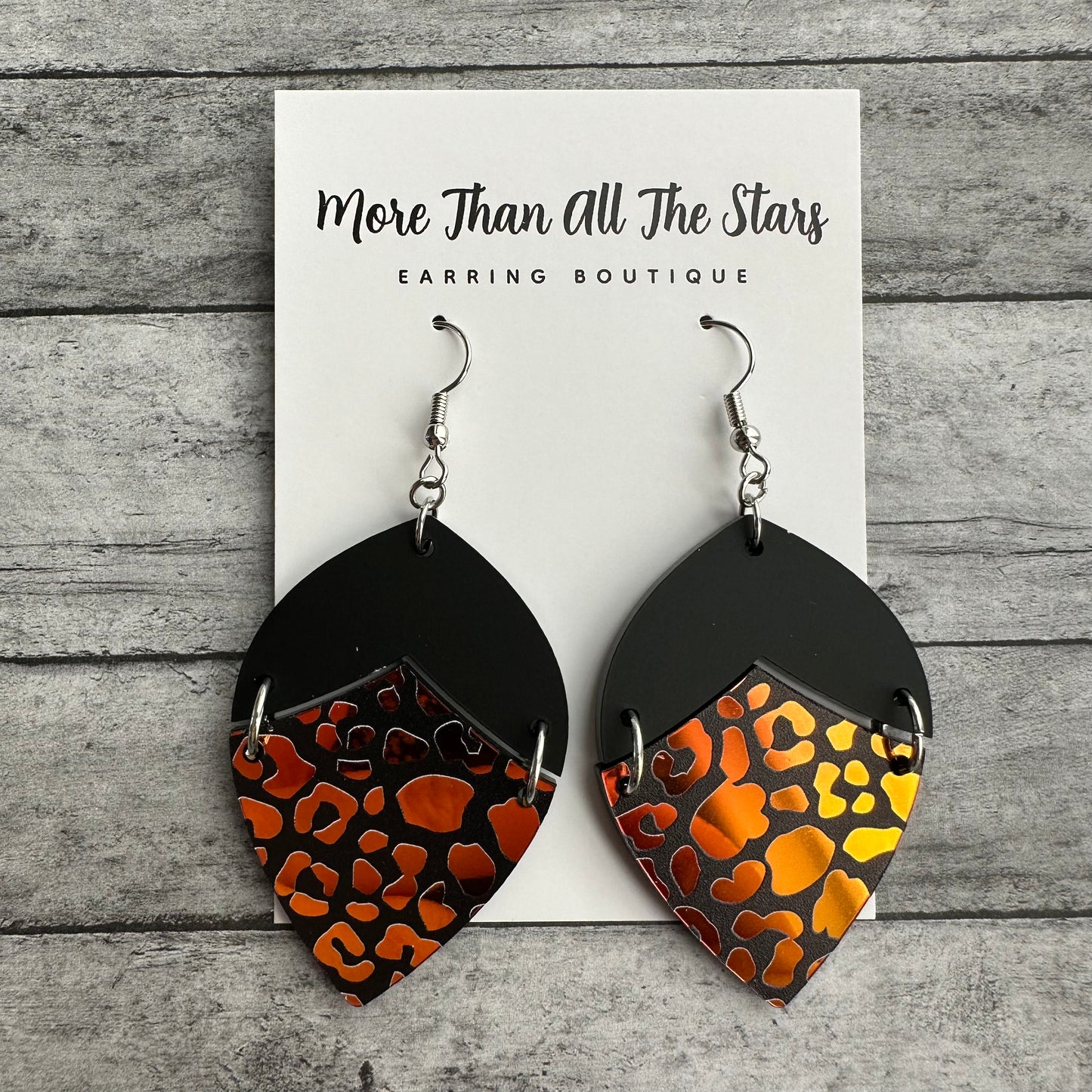 Dark Iridescent Leopard Earrings