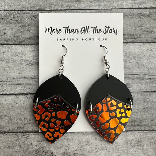 Dark Iridescent Leopard Earrings