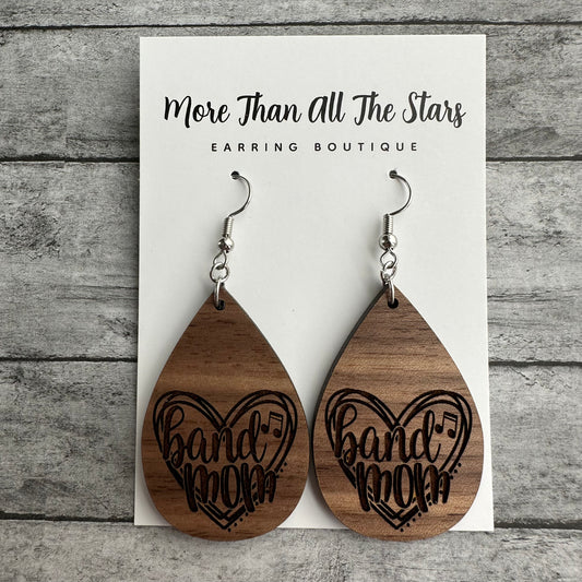 Band Mom Heart Earrings