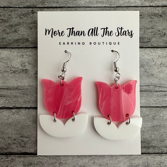 Pink Tulip Earrings