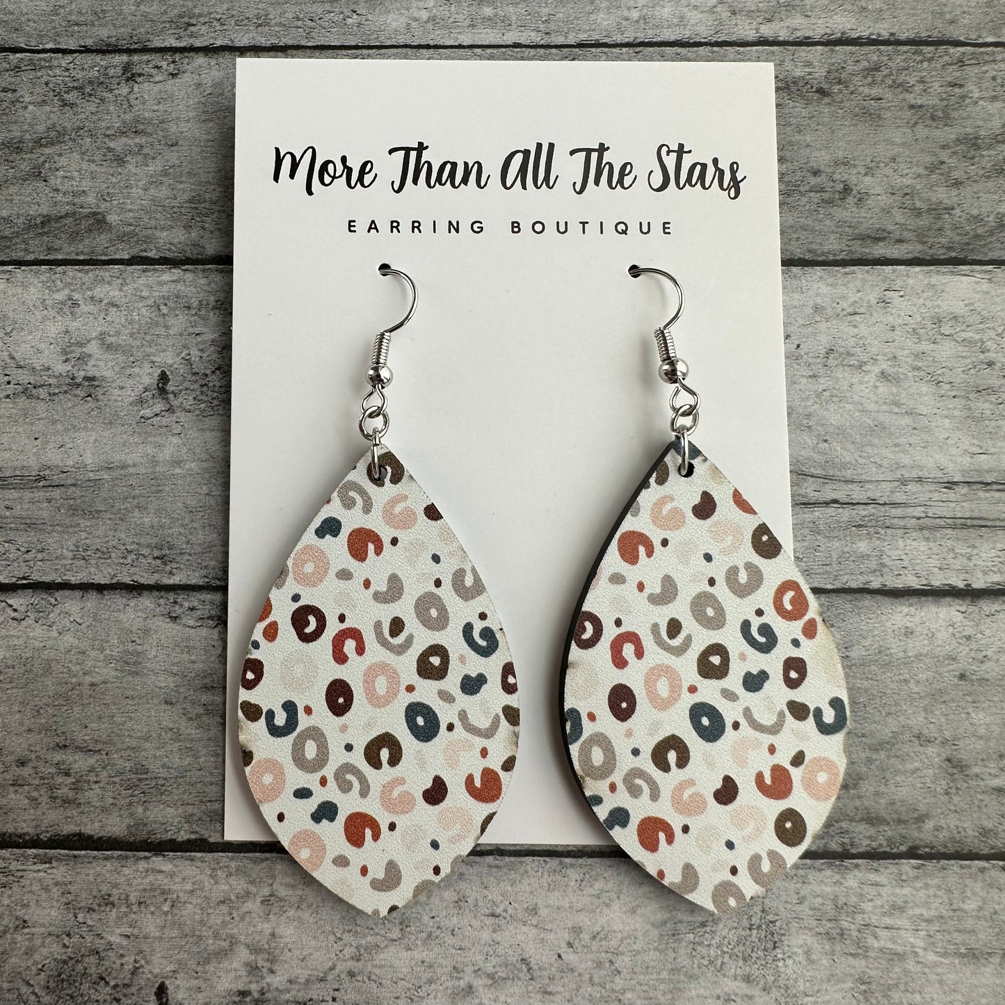 Neutral Leopard Petal Earrings