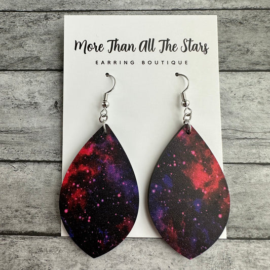 Red and Purple Galaxy Earrings