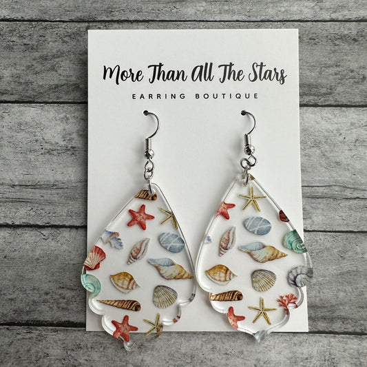 Sea Shell Ruffle Teardrop Earrings