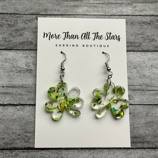 St. Patrick's Day Glitter Mini Shamrock Earrings