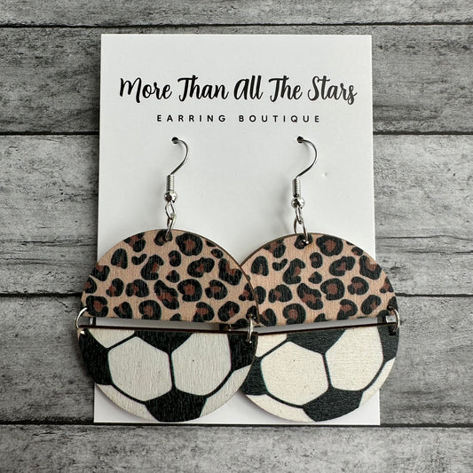 Soccer Leopard Half Circle Earrings