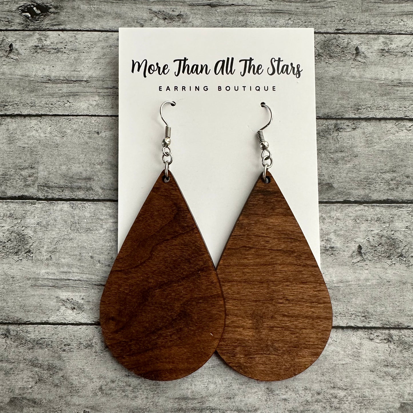 Wood Teardrop Earrings