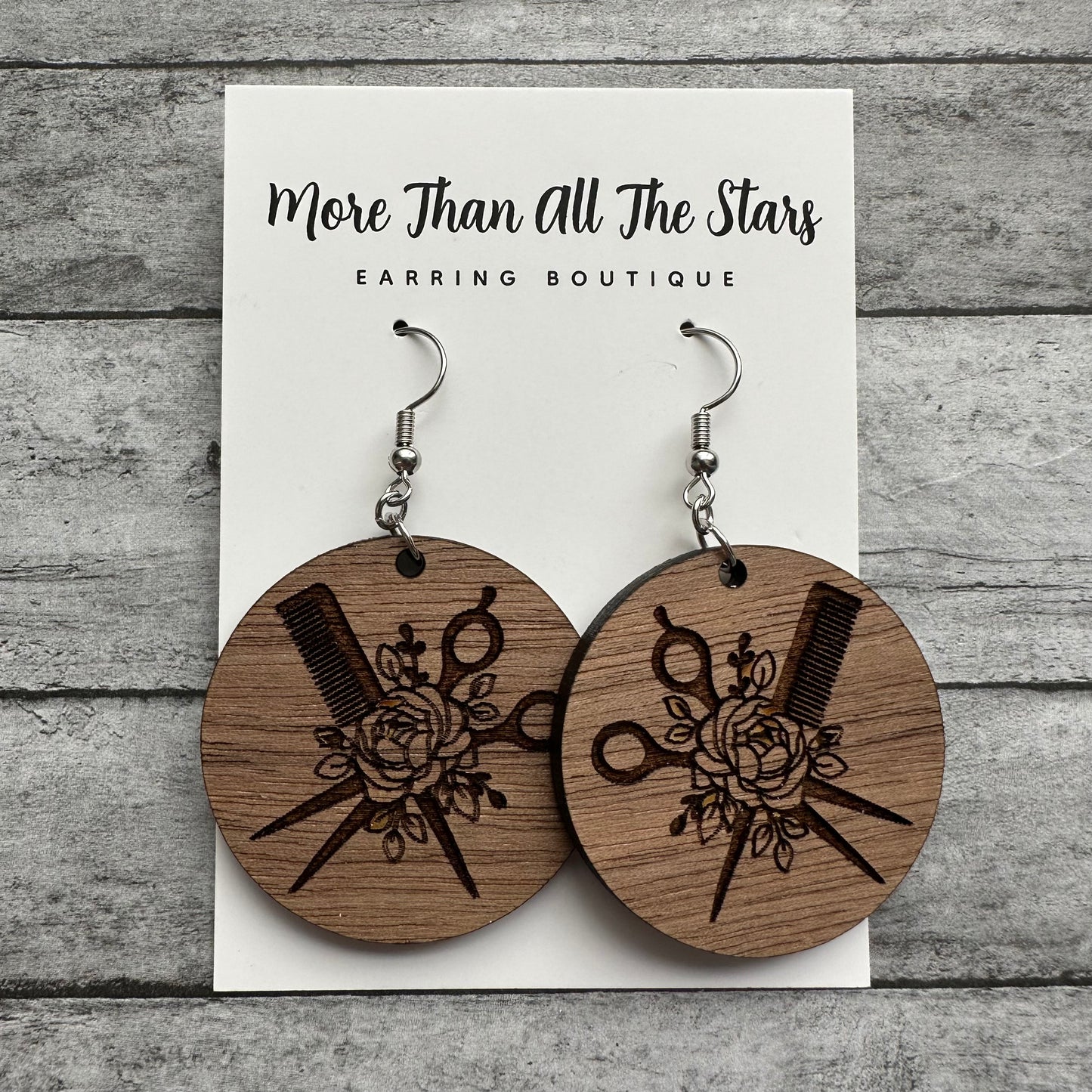 Wood Hairdresser Earrings