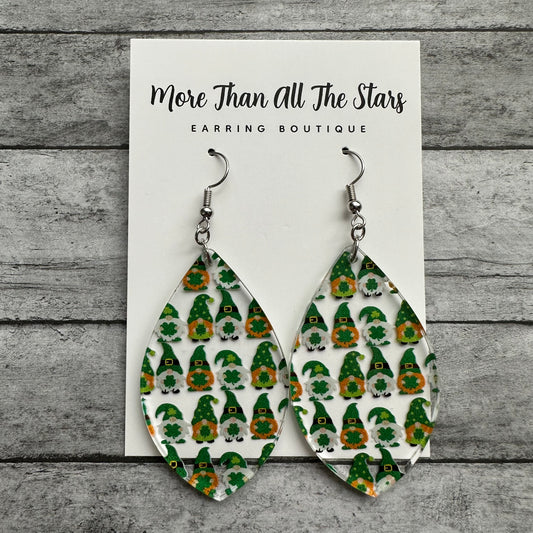 St. Patrick's Day Multi Gnome Earrings