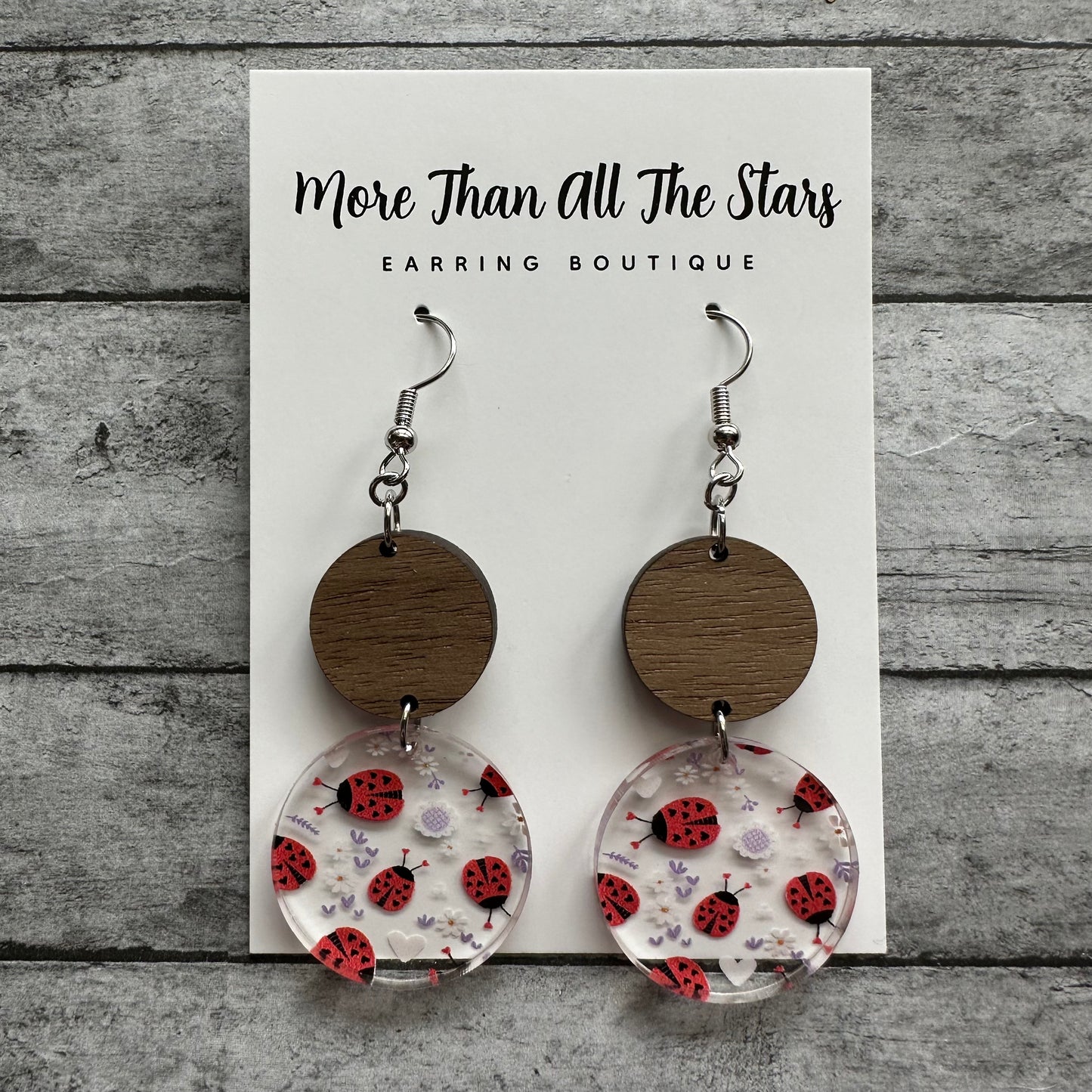 Love Bug Ladybug Circles Earrings