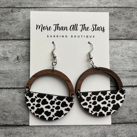 Cow Print Half Circle Earrings