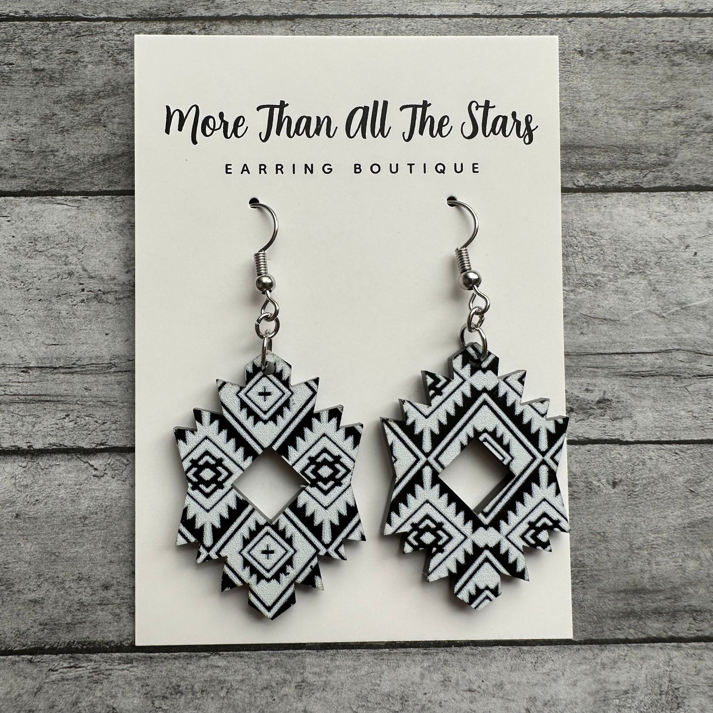 Black and White Aztec Earrings