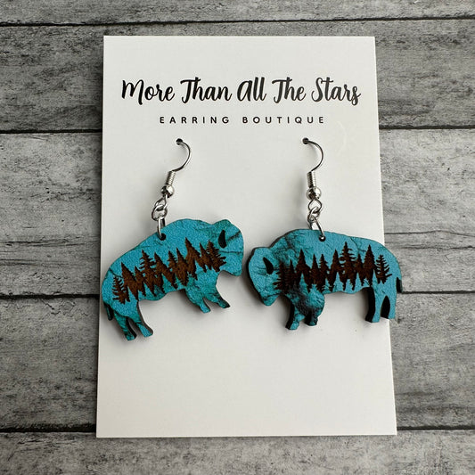 Teal Buffalo Earrings