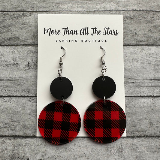 Buffalo Plaid Circle Earrings