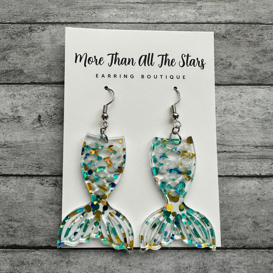 Confetti Mermaid Tail Earrings