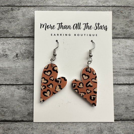 Valentine's Day Mini Heart Leopard Earrings