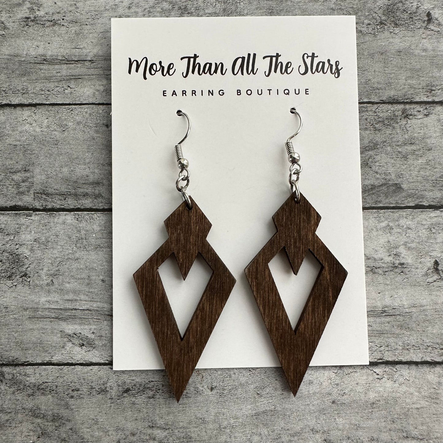 Wood Diamond Earrings