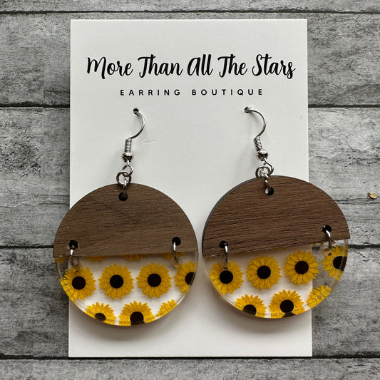 Sunflower Half Circle Earrings