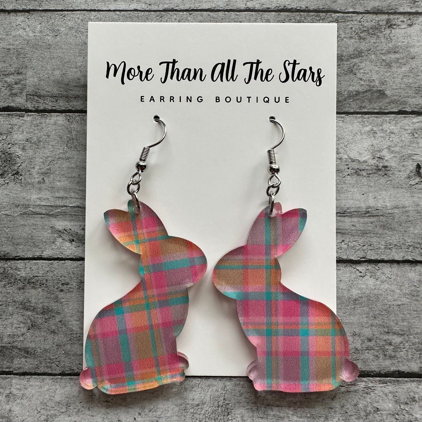 Easter Plaid Bunny Earrings