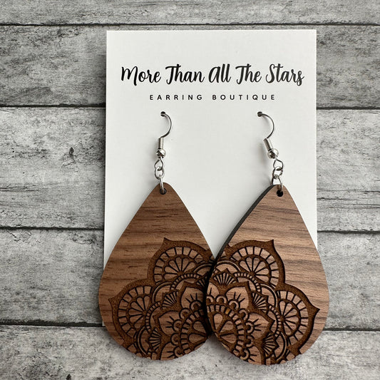 Wood Mandala Earrings