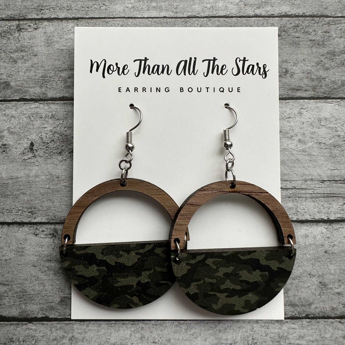 Camo Half Circle Earrings