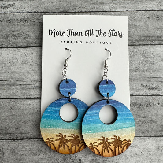 Beach and Palm Tree Earrings