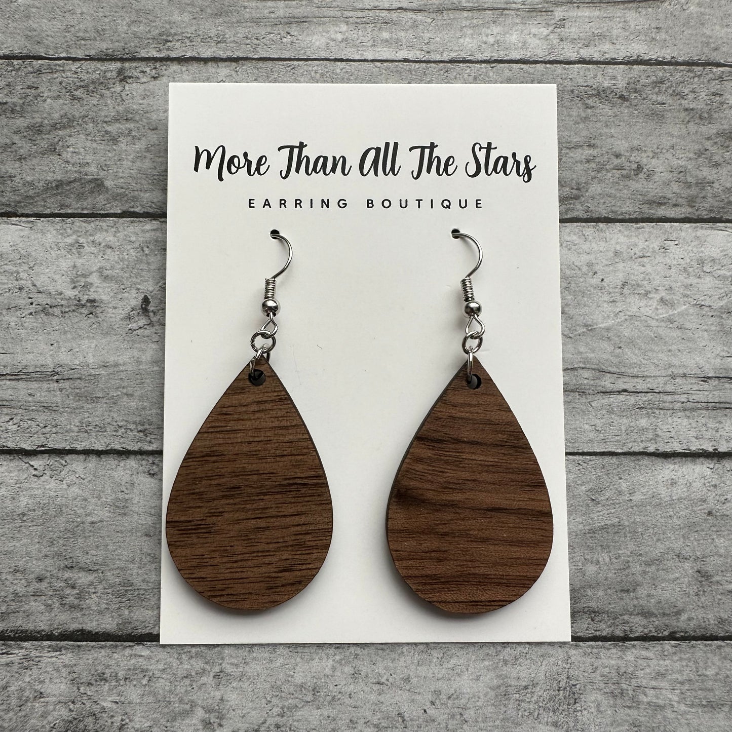 Simple Wood Teardrop Earrings