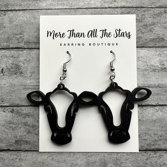 Black Cow Earrings