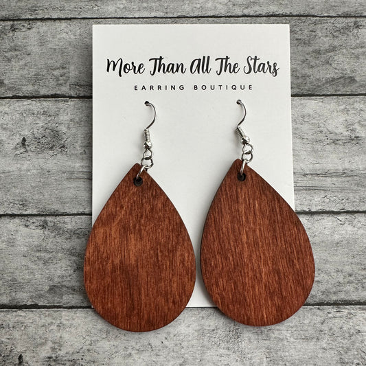 Cherry Wood Teardrop Earrings